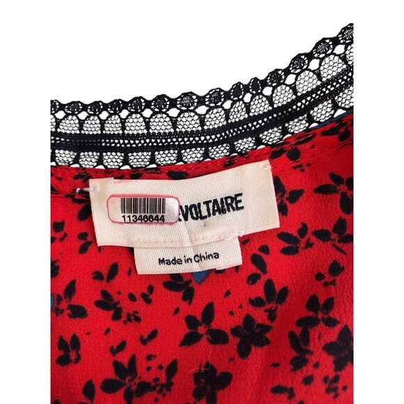 Zadig & Voltaire Women's Ruti Pensee Long Sleeve Floral Silk Red Mini Dress Sz S - Picture 8 of 9